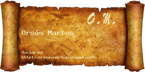 Orsós Martos névjegykártya